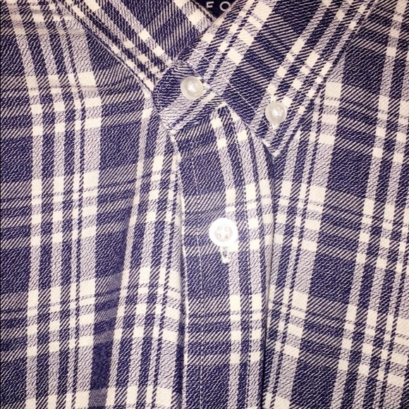 FIVE FOUR BLUE WHITE PLAID BUTTON DOWN SHIRT - Picture 3 of 6